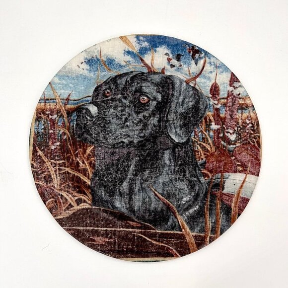 BLACK LAB LABRADOR RETREIVER WILDLIFE DECORATIVE GLASS PLATE - Picture 3 of 4